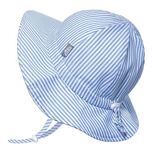 Jan & Jul Cappello da Sole Traspirante per Bambini, 100% Cotone (Taglia: 6-24 Mesi, Strisce Blu)