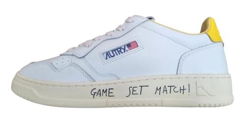 AUTRY Scarpe Sneakers Uomo in Pelle Medalist Match AULM ML07 Bianco e Giallo 43