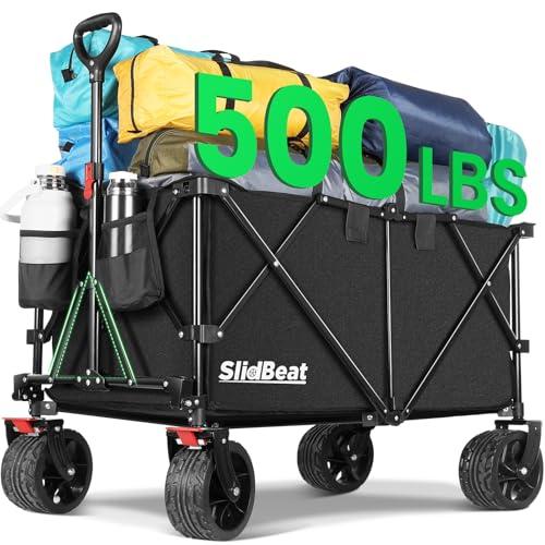 SLIDBEAT - Carrello da Giardino Pieghevole, Carrello Spiaggia con Ruote Grandi, Portata fino a 250kg, per Attività All'aperto, Giardino, Campeggio