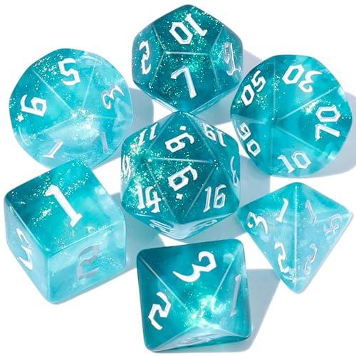 Dzxin DND Dadi,7PCS D&D Dadi Poliedrici per Dungeons And Dragons Rpg MTG Giochi di Ruolo da Tavolo (Azzurro)