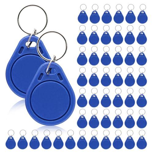 50Pcs 125Khz Scrivibile RFID di prossimità Keyfob, Blu T5577 Fob Tag RFID riscrivibile Portachiavi NFC Token Tag utilizzati per copiare/clonare la carta