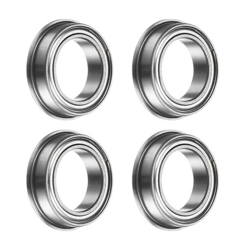 QUARKZMAN Cuscinetto a Sfera Flangiato F6700Zz, 4 Pezzi 10x15x4mm Cuscinetti Flangiati Abec1 a Doppia Schermatura in Acciaio Cromato