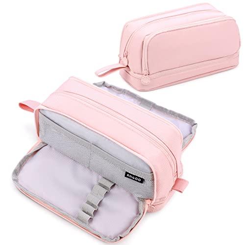 Eucomir Astuccio 3+1 Scomparti Bambina Ragazzo, Astuccio Scuola Elementare Grande Portapenne Ragazza Scuola Media, Rosa Chiaro