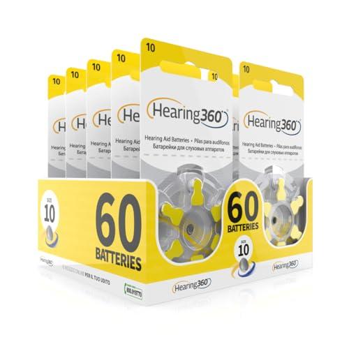 60 Pile Modello 10 Giallo (PR70) - 10 Confezioni da 6 Batterie per Apparecchi Acustici 1,45V - Pile Acustiche Rayovac Varta Extra