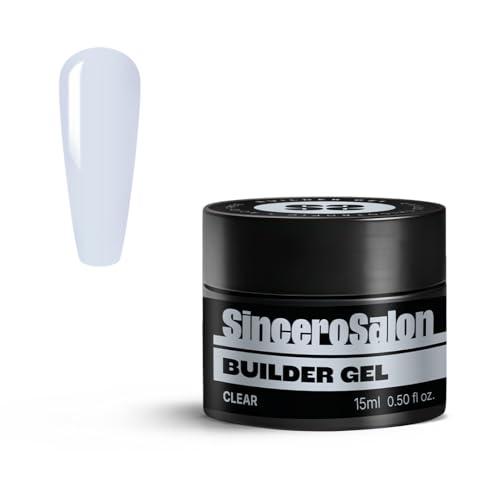 Sincero Salon - Gel Costruttore per Unghie Alta Densita - Clear - Senza TPO - Autolivellante - Non Acido Builder Gel Ricostruzione Unghie Professionale - UV LED - 15ml