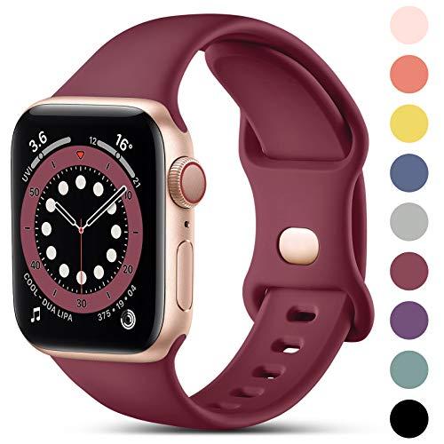 CeMiKa Cinturino Compatibile per Apple Watch Cinturino 38mm 40mm 41mm 42mm 44mm 45mm 46mm 49mm, Silicone Cinturini per iWatch Series 11 10 9 8 7 6 5 4 3 2 1 SE3 SE, 38mm/40mm/41mm-S/M, Vino Rosso