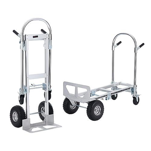 VEVOR Carrello a Mano Pieghevole in Alluminio 2 in 1 Capacità Carico da 454kg, Carrello a Mano Pieghevole Salvaspazio Carrello con Piattaforma Ruote in Gomma per Trasporto di Merci da Magazzino 454kg