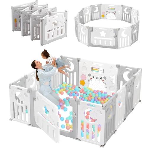 Dripex Box Bambini 150×150 cm, Recinto per Bambini Pieghevole, Box Neonato in Forma Adattabile, Recinto Neonato in Plastica, Grigio