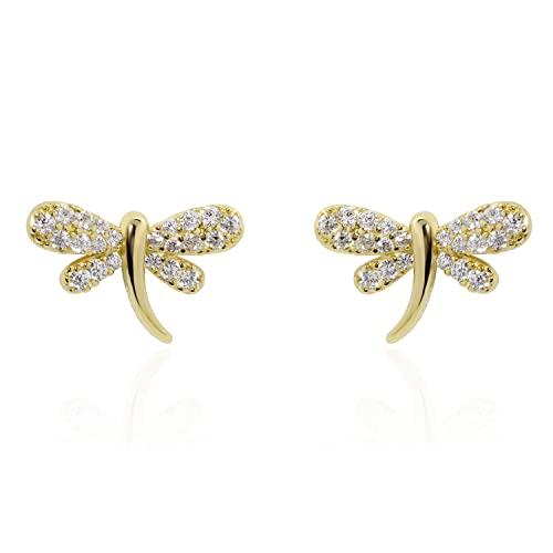 Meissa Animali Orecchini Argento Libellula Orecchini con Cubic Zirconia carini Piercing Regali per le donne Ragazza (Oro)