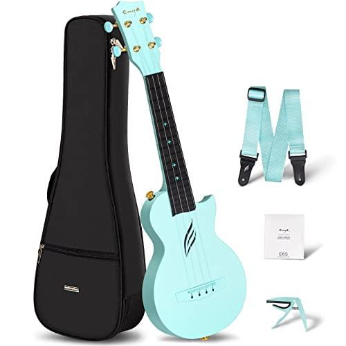 Enya Ukulele Soprano NOVA U - Mini 21 Pollici Ukulele Blu Carbonio Professionale per Principianti Adulti Bambini Starter Kit con Custodia Cinturino Capo e Corde per Regalo Viaggio Campeggio