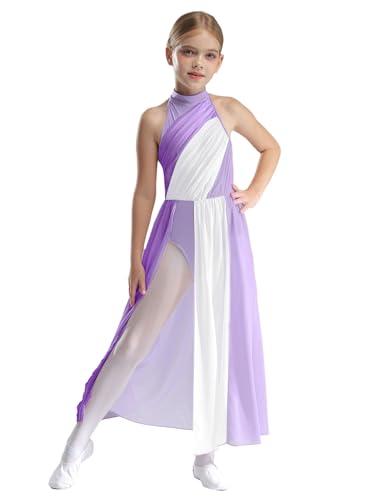 Freebily Vestito da Balletto Bambina Ballo Lirico Contemporaneo Body Danza Classica Ballerina Moderna Abito da Pattinaggio Artistico Costume da Ballo Latino Dancewear Viola Chiaro 11-12 Anni