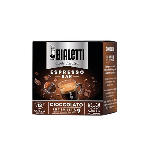 Bialetti Caffè d'Italia, Box 12 Capsule, Gusto Cioccolato, Compatibili con Macchine Bialetti sistema chiuso, 100% Alluminio