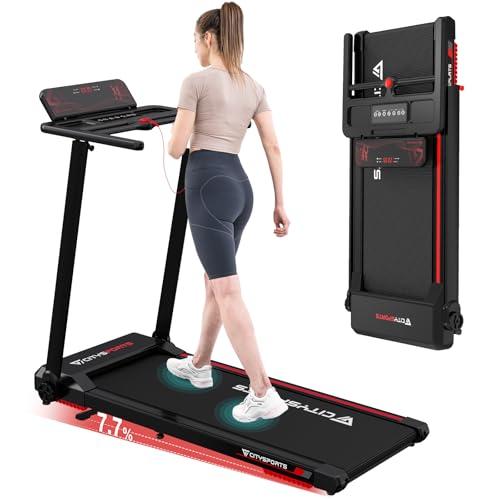 CITYSPORTS Tapis Roulant Elettrico Pieghevole 1-12km/h,Tapis Roulant Salvaspazio con display a LED,Supporto per app e tablet a 360°,Tapis Roulant Compatto per casa e ufficio