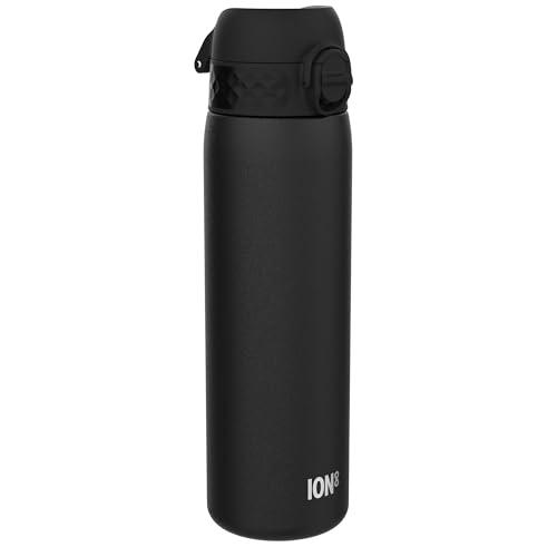 Ion8 Borraccia Acciaio Inox, 600ml, a Prova di Perdite, Facile da Aprire, Serratura Sicura, Lavabile in Lavastoviglie, Adatta a Portabicchieri, Maniglia per il Trasporto, Durevole, Nero