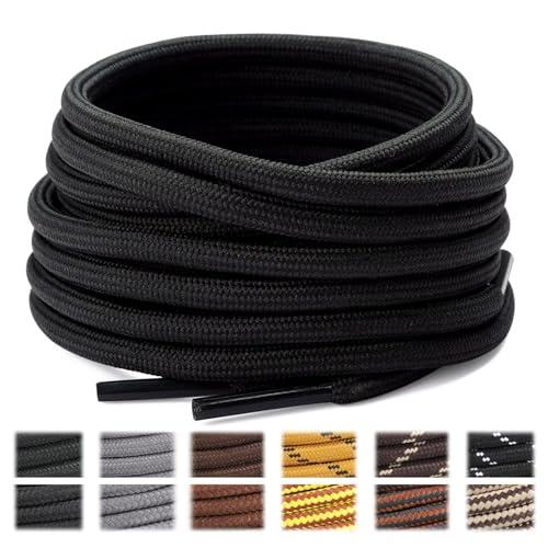 Stepace Lacci per Scarpe Rotondi [2 Paia] Stringhe Scarpe Robuste e Resistenti per Scarpe da Trekking e Scarpe da Scarponi Montagna Black 140(High density)