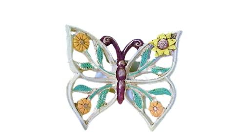 Farfalla in Ceramica Decorativa da Appendere - da Parete 3d - da Collezione - Dipinta a Mano - Girasole - Larga 18 cm - Le ceramiche del re