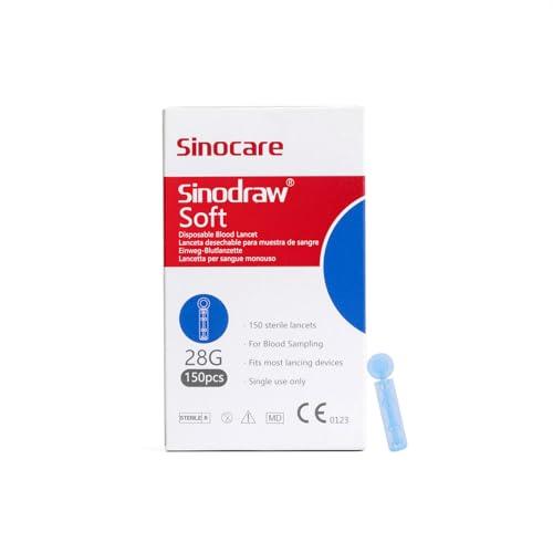 Sinocare Lancette per Glicemia, Aghi per Glicemia, 3 Confezione 150 Pz 28G