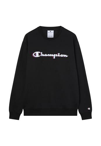 Champion Legacy Man - Felpa con Logo Grande, Nera, L, Nero (Kk001), L