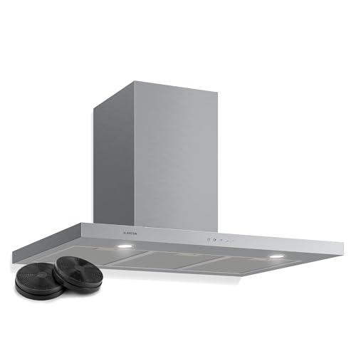 Klarstein Limelight Cappa da Cucina Aspirante a Parete con 3 Velocità, 600 m³/h, Schermo Digitale, Luce LED per Piano Cottura, 64 dB, Larghezza 90 cm, Acciaio Inox Spazzolato