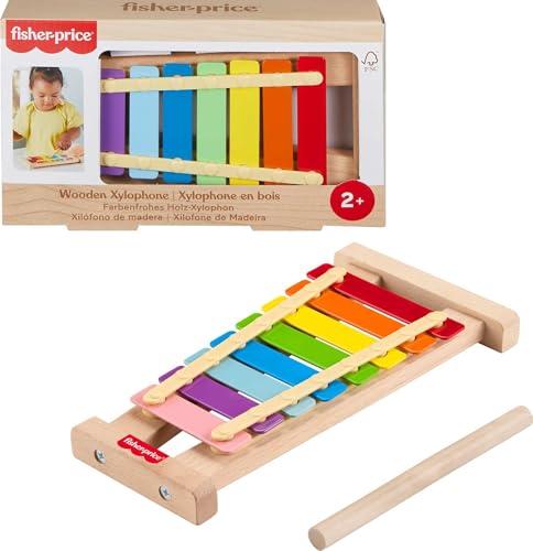 Fisher-Price - Xilofono in Legno, set musicale xilofono e martelletto in legno incluso per lo sviluppo delle capacità motorie complesse e sensoriali, giocattolo per bambini, 2+ anni, HXV13