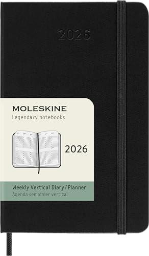Moleskine Weekly Planner, Agenda Settimanale Verticale 2026 12 Mesi, Copertina Rigida e Chiusura Elastica, Colore Nero, Formato Pocket 9x14 cm