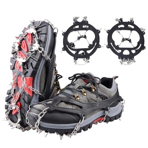 Ramponcini Da Neve, Ramponi Da Neve Antiscivolo, Ramponi Per Scarponi Con 8 Denti, Ramponcini Per Scarponi Scarpe 8 Denti, Per Escursionismo, Campeggio, Alpinismo, Inverno, Nero