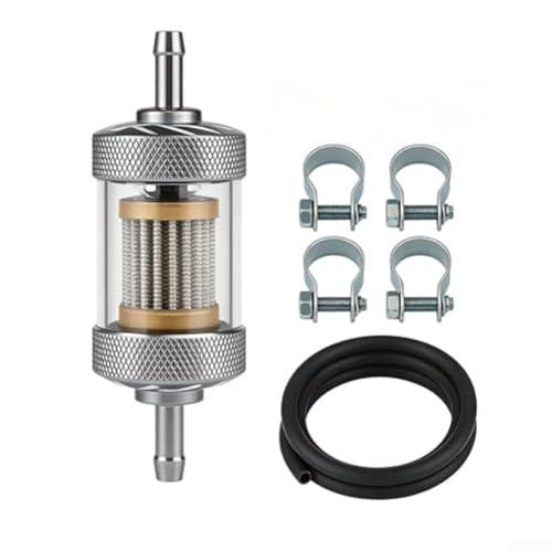 Filtro in linea da 8 mm per moto ATV Dirt per bici, filtro benzina in vetro trasparente con rete in acciaio inossidabile per pulitore carburatore per piccoli motori