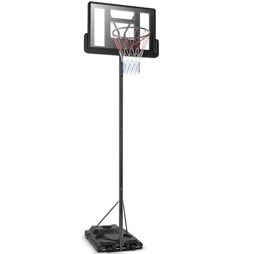 COSTWAY Canestro da Basket Portatile e Regolabile 180-305 cm, Canestro da Basket da Esterno ed Interno con Tabellone Resistente, Rete di Nylon e Base Riempibile, Ideale per Adolescenti e Adulti