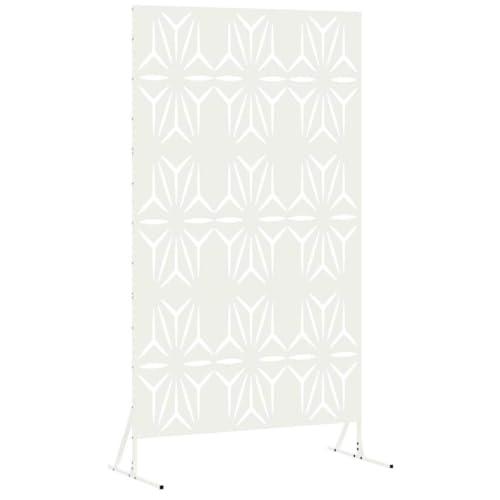 vidaXL Pannello Metallico da Esterno Bianco con Design a Petali | Grande, Stile Moderno, Struttura Resistente, Perfetto per Giardini e Barriere di Privacy in Terrazza o Cortile Rettangolare
