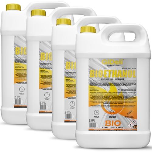 GiDeli bioetanolo 20 l inodore 96,6% etanolo per camini interni ed esterni – Da mais e barbabietola da zucchero