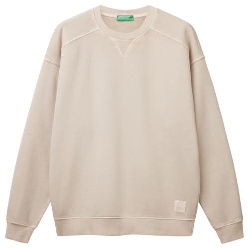 United Colors of Benetton Maglia G/C M/L 3P0VU1095 Felpa Senza Cappuccio, Beige, M Uomo