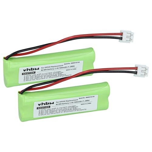 vhbw 2x NiMH batteria 500mAh (2.4V) per telefono fisso cordless Medion MD83242, MD83282 sostituisce VT50AAAALH2BMJZ, GP1010, GPHC05RN01.