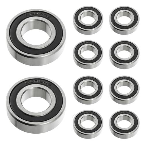 HUAREW cuscinetti a sfera 6003 2RS in acciaio cuscinetto 17 mm x 35 mm x 10 mm, cuscinetti a sfera a doppia schermatura (10 Pcs)