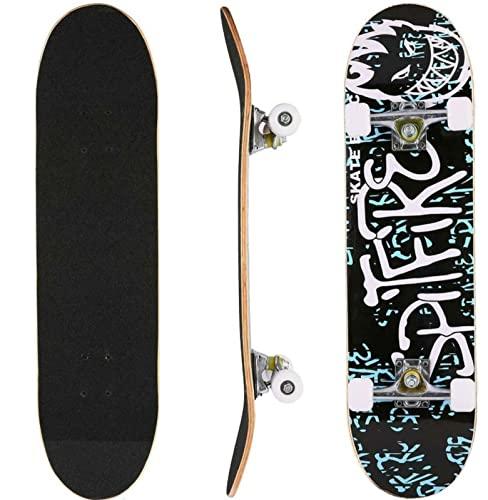 Skateboard a 7 strati, skateboard completo, in legno d'acero, per ragazzi e adulti Skateboard| tavola composta da 7 strati in legno d'acero | Skate per adolescenti e adulti (79.5 * 20 * 13cm)