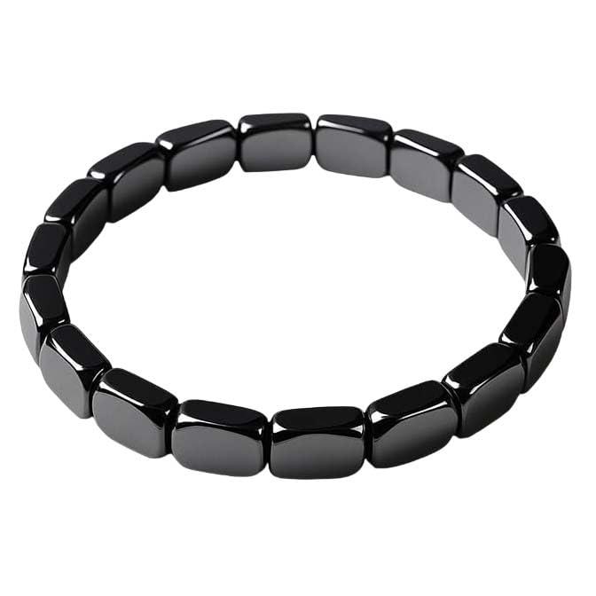 Hemios, braccialetto in ematite, realizzato in pietra naturale nera, favorisce il metabolismo, ripristina la fiducia e i vantaggi, adatto sia per uomini che per donne, general, Lega di acciaio