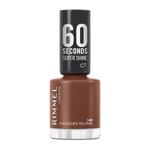 RIMMEL 60 Seconds Super Shine Smalto, Smalto asciugatura rapida, Colore vibrante, A lunga tenuta, 8 ml, 140 Chocolate Eclipse