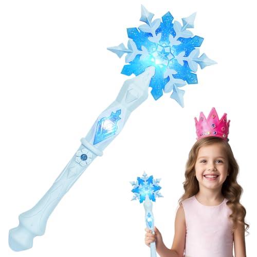 AUYAO Bacchetta Magica Bambina, Bacchetta Luminosa a LED da Principessa, Light Up Fiocco di Neve Bacchetta Magica, Ragazze Bacchetta con Fiocco di Neve, Accessorio per Feste da Bambini