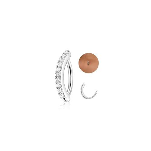 JeryWe Piercing Ombelico,14G Ombelico Piercing Acciaio Chirurgico,Argento Oro Piercing Ombelico Anallergico, CZ Opale Clicker Ombelico Anello Set Zirconia,Argento 12mm