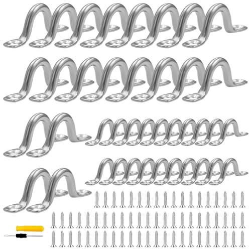 xianzhanEU 40 Pezzi Placca Occhiello Eye Piastra in Acciaio Inox, 40mm/60mm Gancio da Muro Piastra, con Cacciavite e 80 Viti, per Kayak Canoa, Kayak Canoe Rigging