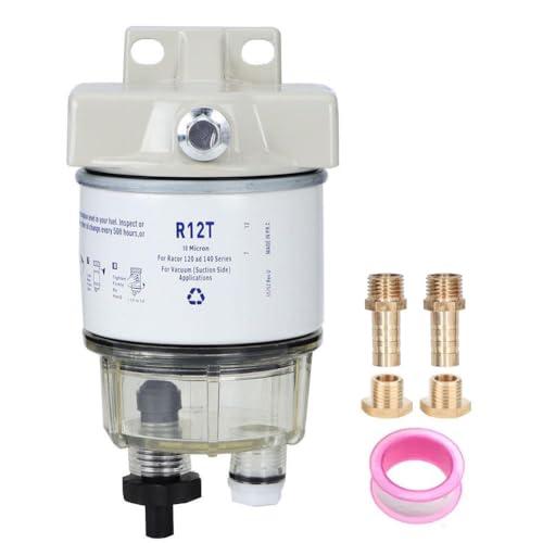 R12T Filtro Carburante per Barca, 30Gph 120AT Rotazione Filtro Carburante Barca Separatore Acqua Carburante A Rotazione Marina R12T, per Petroliera, Motoscafo Racor