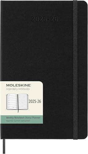 Moleskine Weekly Planner 2025-2026, Agenda Settimanale 18 Mesi Con Spazio per Note, Copertina Rigida e Chiusura Elastica, Formato Large 13 x 21 cm, Colore Nero