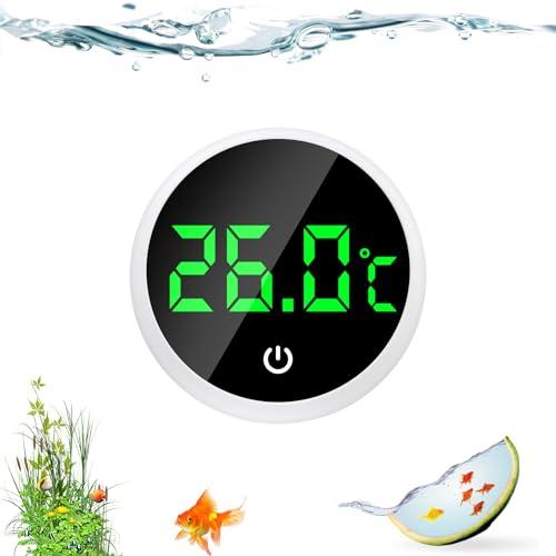 Flintronic Mini Termometro Digitale per Acquario, Termometro per Acquario,con Adesivi per la Temperatura, con Display LED, Sensore di Temperatura Accurato, Adatto per Acquari Marini Dolce - Rotondo