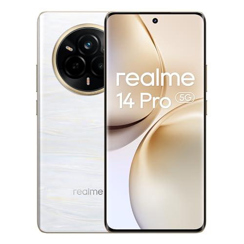 realme 14 Pro 5G Smartphone 8+256GB, Bianco Perla, Schermo curvo da 6.72 pollici, Refresco a 120Hz, Batteria 5260mAh, Fotocamera da 50MP, MediaTek Dimensity 7300, Protezione ArmorShell, IP69