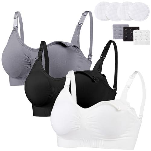Bysion Reggiseno Allattamento Donna Reggiseno Senza Ferretto e Senza Cuciture per Gravidanza e Allattamento Comodo con Estensioni Extra del per Il Sonno Notturno