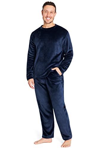 CityComfort Pigiama Uomo Invernale di Pile (L, Blu Navy)