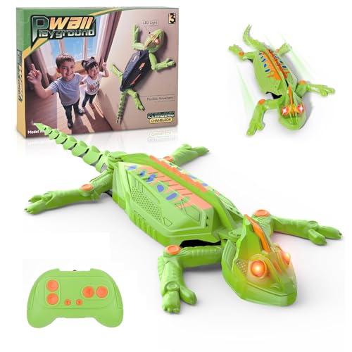 Euakee Ricaricabile Camaleonte Telecomandato, Geco Telecomandato con occhi a LED, Geco Interattivo, Lucertola Robot Giocattoli, Giocattolo per Bambini e Bambine, 4+ Anni (A)