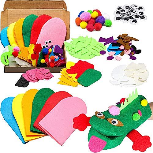 6 Pezzi Marionette a Mano Kit,Bambini DIY Art Craft Set,Ruolo Burattini Divertenti Giochi,Occhi Finti, Decorazioni in Feltro Fai da Te, Adatto per Articoli per Feste Artigianali Fai da Te