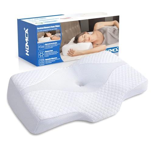 HOMCA Cuscino Cervicale Ergonomico Cuscino Ortopedico Memory Foam Sostenere Testa, Collo, Spalle, Federa Lavabile, 61 x 41 x 11/9cm