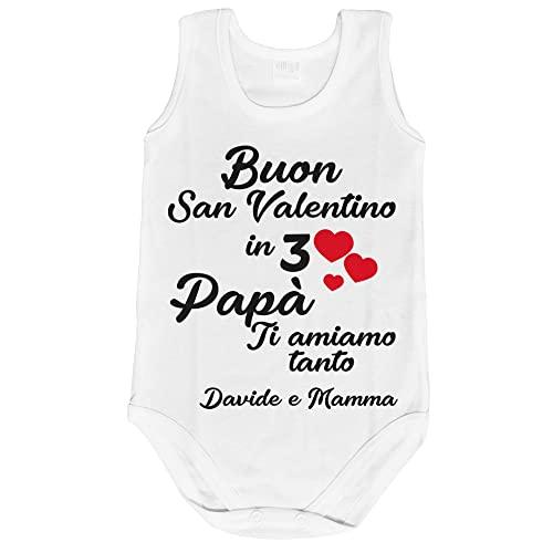 Fupies | Body Neonato Personalizzato con Nomi Buon San Valentino in 3 | Papà ti Amiamo Tantissimo | Morbido Cotone Certificato | Regalo San Valentino Papà | Regalo Nascita | 3 Modelli | 0-36 mesi