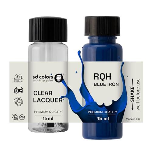 SD COLORS BLUE IRON RQH - Vernice per ritocchi 15 ML, per riparazione graffi e scheggiature, codice colore RQH, ferro blu (vernice + laccatura)